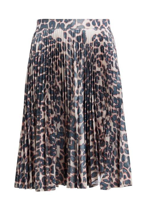 Matchesfashion.com Calvin Klein 205w39nyc - Leopard Print Pleated Taffeta Skirt - Womens - Leopard
