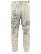 11.11 / Eleven Eleven - Bandhani-dyed Organic Cotton Trousers - Mens - Cream Print