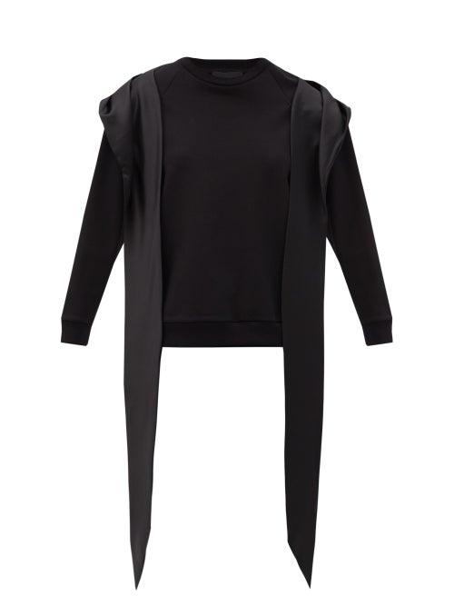 Matchesfashion.com Simone Rocha - Satin-tie Cotton-jersey Sweatshirt - Womens - Black