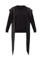 Matchesfashion.com Simone Rocha - Satin-tie Cotton-jersey Sweatshirt - Womens - Black