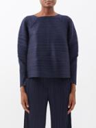 Pleats Please Issey Miyake - Technical-pleated Top - Womens - Dark Navy