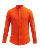 Matchesfashion.com Polo Ralph Lauren - Logo-embroidered Linen Shirt - Mens - Orange