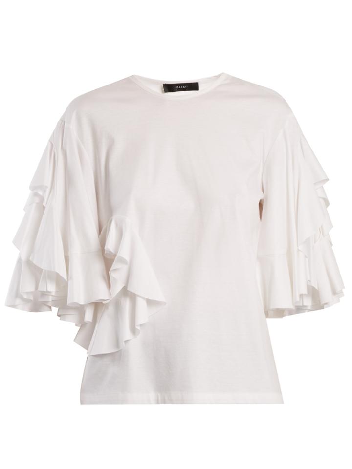 Ellery Jeremiah Ruffle-trimmed Cotton-jersey T-shirt