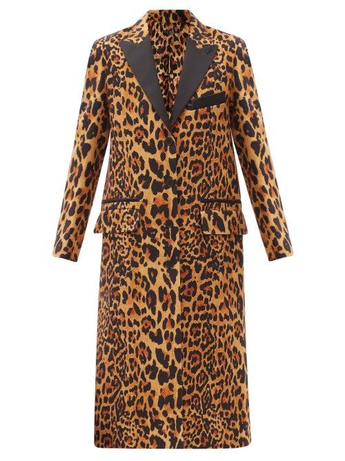 Matchesfashion.com Paco Rabanne - Satin-trimmed Leopard-print Wool-blend Twill Coat - Womens - Leopard