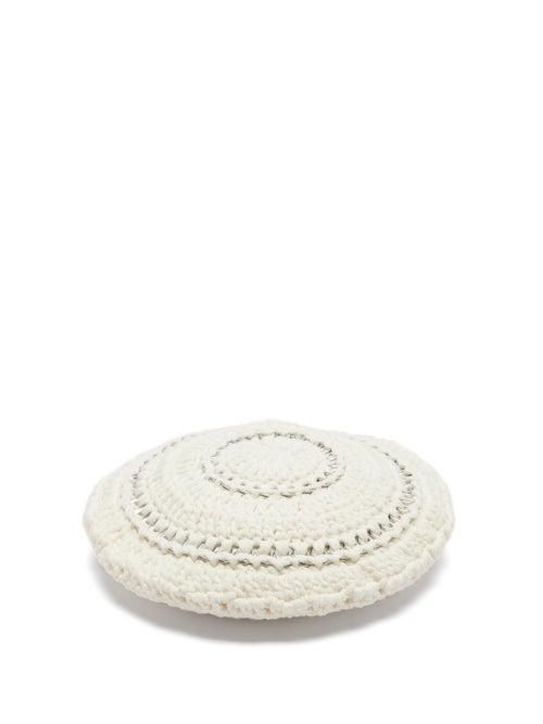 Ladies Accessories Ganni - Crocheted Cotton Beret - Womens - White