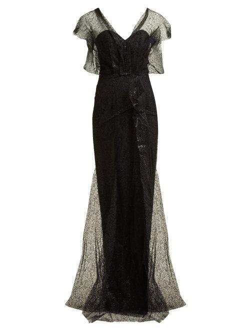 Matchesfashion.com Roland Mouret - Hiscot Polka Dot Tulle Gown - Womens - Black