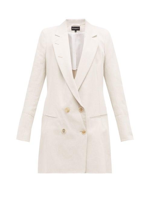Matchesfashion.com Ann Demeulemeester - Lace-up Double-breasted Cotton-blend Blazer - Womens - Grey