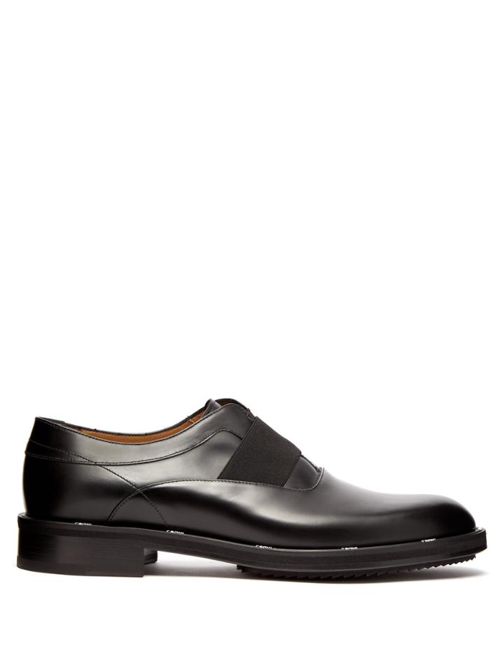 Fendi Logo-edged Leather Oxford Shoes