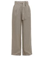 Matchesfashion.com Asceno - Rivello Crescent-print Silk Wide-leg Trousers - Womens - Cream
