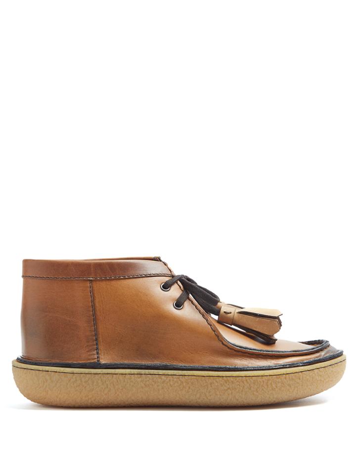 Prada Tassel Leather Desert Boots