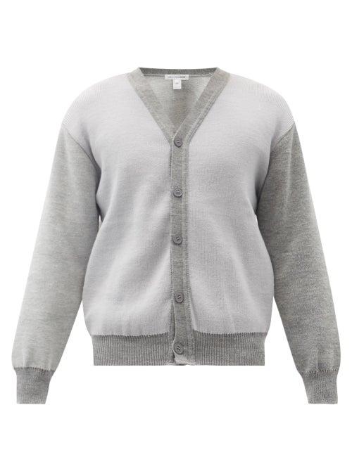 Matchesfashion.com Comme Des Garons Shirt - Contrast-panel V-neck Cardigan - Mens - Grey Multi