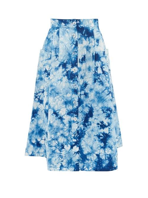 Matchesfashion.com Arizona Love - Alix Tie-dye Twill Skirt - Womens - Blue Print