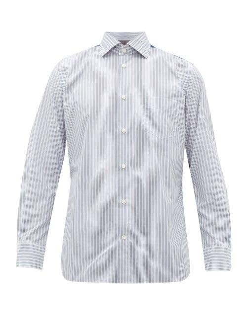 Matchesfashion.com Junya Watanabe - Technical Panel Striped Cotton Shirt - Mens - Blue Multi