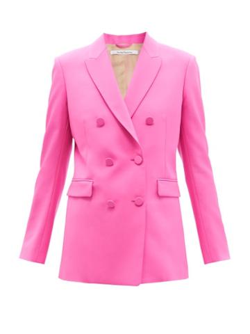 Another Tomorrow - Double-breasted Wool-crepe Suit Jacket - Womens - Pink