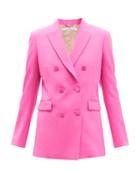 Another Tomorrow - Double-breasted Wool-crepe Suit Jacket - Womens - Pink