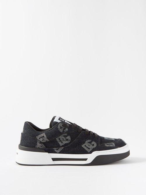 Dolce & Gabbana - Roma Logo-print Denim Trainers - Mens - Black