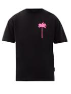 Matchesfashion.com Palm Angels - Palm-print Cotton-jersey T-shirt - Mens - Black Pink