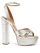 Matchesfashion.com Aquazzura - Sundance 140 Metallic-leather Platform Sandals - Womens - Silver