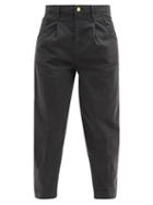 Matchesfashion.com Frame - Pleated High-rise Barrel-leg Jeans - Womens - Dark Grey