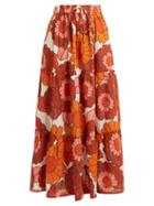 Matchesfashion.com Dodo Bar Or - Batia Floral Print Tiered Cotton Maxi Skirt - Womens - Orange Print