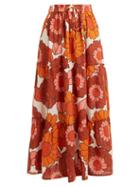 Matchesfashion.com Dodo Bar Or - Batia Floral Print Tiered Cotton Maxi Skirt - Womens - Orange Print