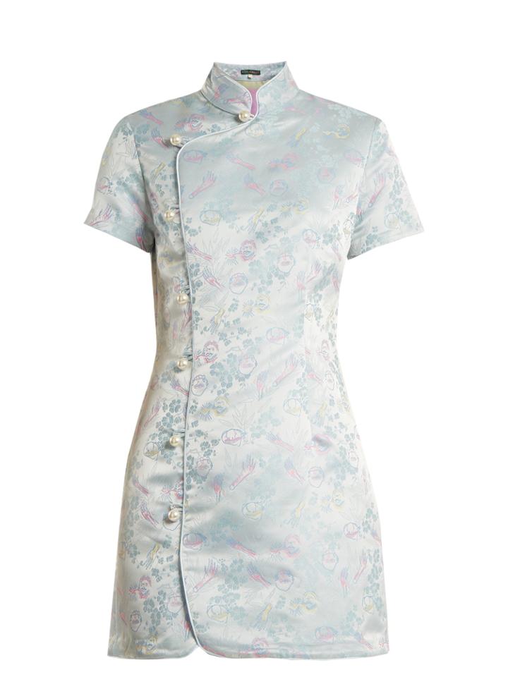 Alexachung Mandarin-collar Jacquard Satin Dress