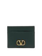 Valentino Garavani - V-logo Leather Cardholder - Womens - Dark Green