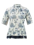 Matchesfashion.com Chlo - Floral-embroidered Silk Organza Blouse - Womens - Blue Multi
