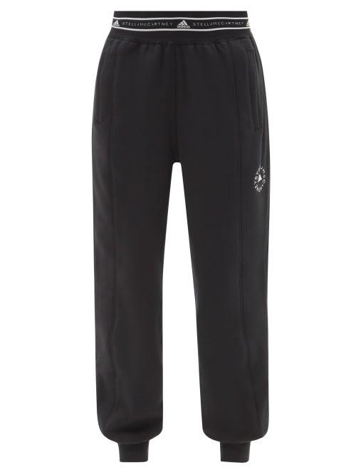 Adidas By Stella Mccartney - Logo-jacquard Organic-cotton Terry Track Pants - Womens - Black