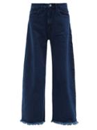 Matchesfashion.com Marques'almeida - Raw-edged Barrel-leg Jeans - Womens - Dark Denim