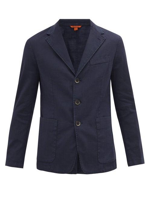 Matchesfashion.com Barena Venezia - Garment-dyed Linen-blend Twill Blazer - Mens - Navy