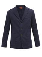 Matchesfashion.com Barena Venezia - Garment-dyed Linen-blend Twill Blazer - Mens - Navy