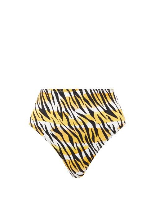 Matchesfashion.com Reina Olga - Hutton High-rise Tiger-print Bikini Briefs - Womens - White Print