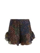 Chloé Abstract-print Ruffle-trimmed Shorts