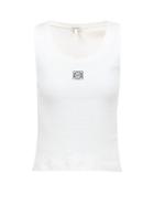 Loewe - Anagram-embroidered Ribbed-jersey Tank Top - Womens - White