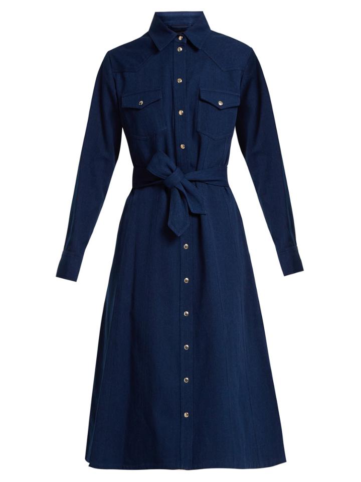 A.p.c. Annie Point-collar Cotton-denim Shirtdress