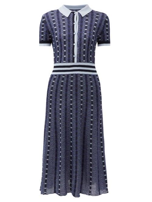 Matchesfashion.com Gabriela Hearst - Elvis Knitted Midi Dress - Womens - Blue Multi