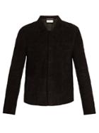 Saint Laurent Point-collar Whipstitched Suede Jacket