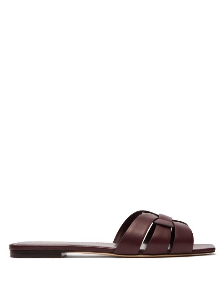 Saint Laurent Tribute Nu Pieds Leather Slides