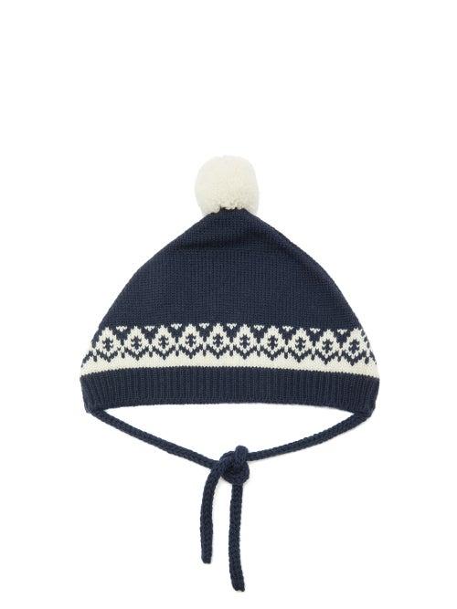 Bode - Geometric-jacquard Wool Bobble Hat - Mens - Navy