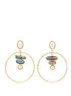 Matchesfashion.com Sylvia Toledano - Sea Opal And Pearl Hoop Earrings - Womens - Blue