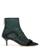 Matchesfashion.com Malone Souliers By Roy Luwolt - Claudia Mesh And Leather Ankle Boots - Womens - Dark Green