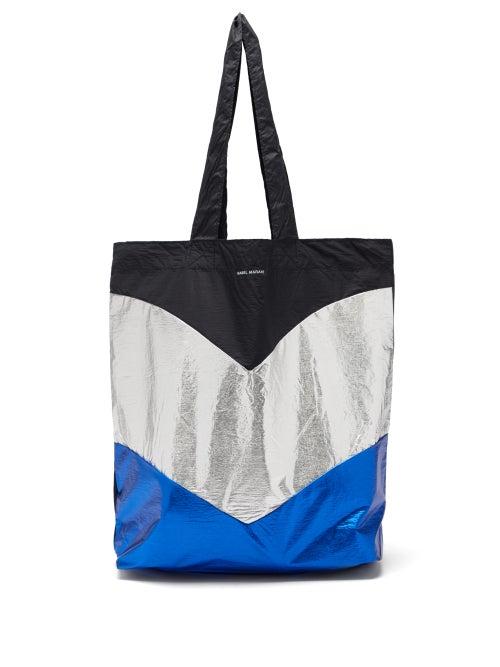 Matchesfashion.com Isabel Marant - Woom Metallic Chevron-panel Tote Bag - Womens - Blue Multi