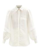 Matchesfashion.com Aje - Balloon-sleeve Slubbed Linen-blend Shirt - Womens - White