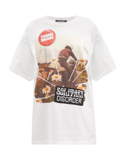 Ladies Rtw Raf Simons - Solitary Disorder-print Cotton-jersey T-shirt - Womens - White