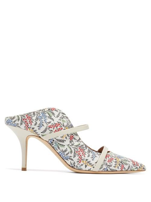 Matchesfashion.com Malone Souliers - Maureen Floral-print Mules - Womens - White Multi