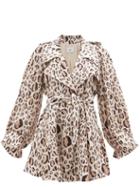 Matchesfashion.com Aje - Loren Leopard Print Tie Waist Linen Blend Dress - Womens - Animal