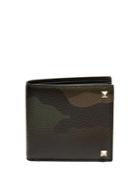 Valentino Rockstud Camouflage-print Bi-fold Leather Wallet