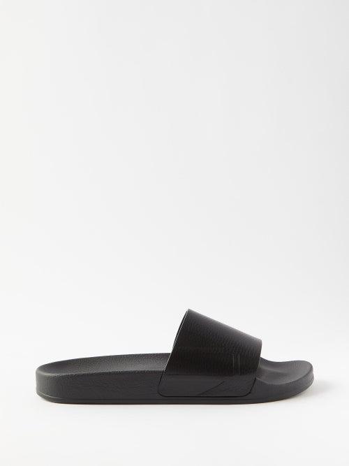 Frescobol Carioca - Humberto Leather And Rubber Slides - Mens - Black
