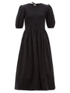 Matchesfashion.com Molly Goddard - Rory Shirred Cotton Midi Dress - Womens - Black